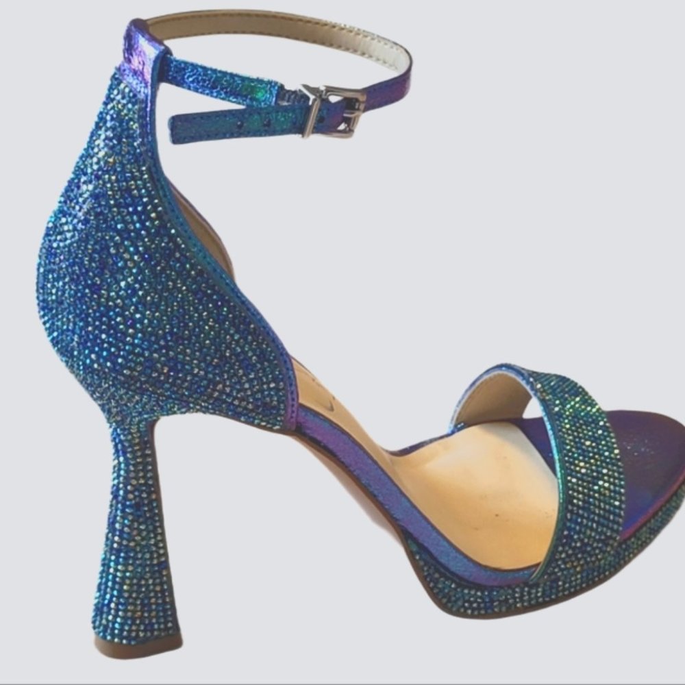 JESSICA SIMPSON Blue Rhinestone Plumpy Sandals Size 7 - Picture 5 of 7